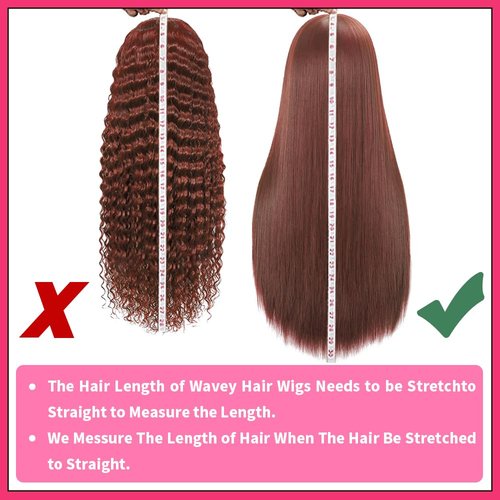 Kucmir 22 Inch Burgundy Lace Front Wigs Human Hair Pre Plucked Reddish Brown Loose Deep Wave Lace Front Wigs Human Hair Reddish Brown 13x6 with Baby Hairline