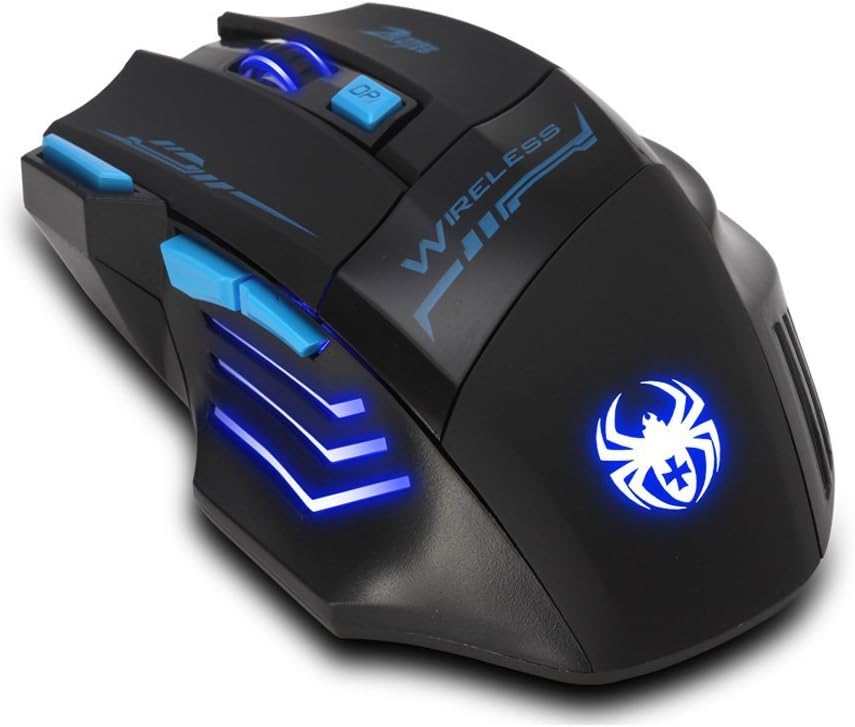 zelotes Wireless Mouse,4 Adjustable DPI,7 Buttons,Ergonomic Design,Energy-Saving,2.4GHz with USB Receiver,Optical Portable Mouse for PC,Mac,Laptop,Black