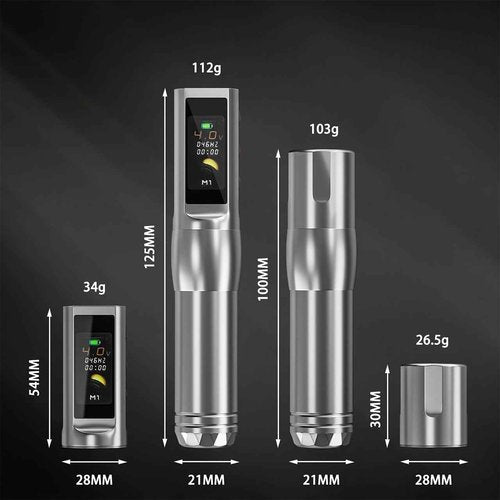 Neebol Wireless Tattoo Pen Kit, Superlight Rotary Tattoo Gun, Screen Display, Complete Cordless Tattoo Kit, Microblading Machine, PMU Machine, Eyebrow Machine, for Beginners and Professionals, Black