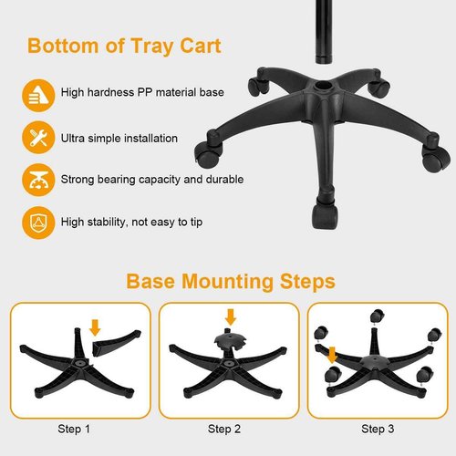 Johgee Salon Tray Cart with Extra Storage Space, Salon Rolling Tray, Adjustable Height Salon Tray on Wheels, Removable Hair Extension Tool Tray for Hairdressers, Color Tray for Salon Home Use