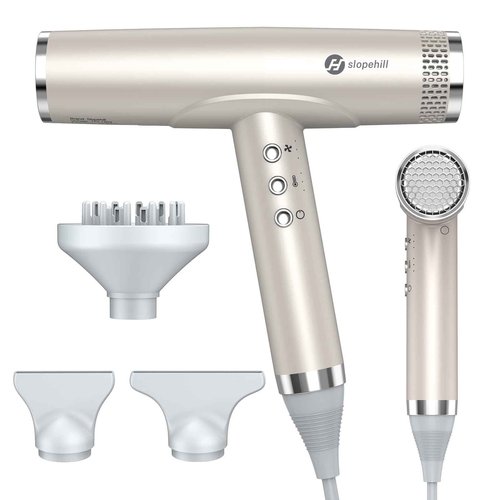 slopehill Professional Hair Dryer with Diffuser, Ionic Hair Dryer,Lightweight Compact Powerful & Fast Salon Blow Dryer with High Speed Brushless Motor, Travel Hairdryer, Women & Men (Ceramic, Stone)