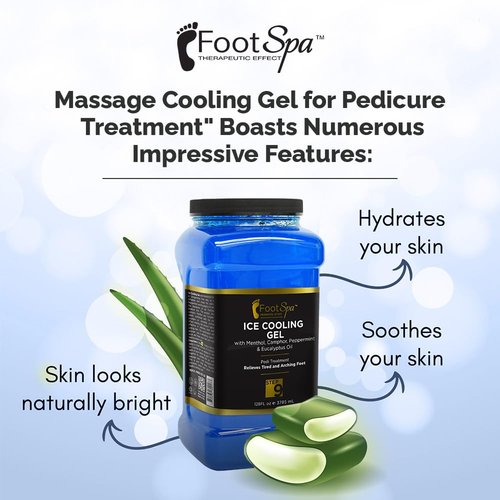 Foot SPA - Massage Cooling Gel for Pedicure Treatment with Menthol, Camphor, Peppermint and Eucalyptus Oil, Professional Strength Foot and Leg Ice Cooling Gel Therapy