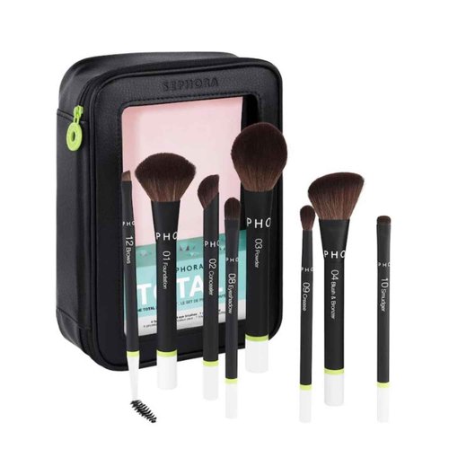 Sephora Favorites Total Set The Total Brush Set - 4 Face Brushes - 4 Eye Brushes - 1 Makeup Bag