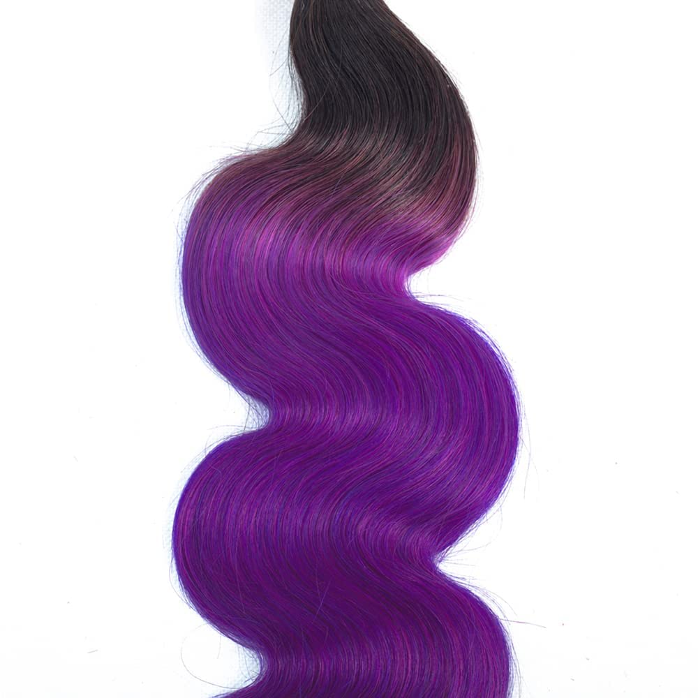 Habiliana Bundles Human Hair 18 20 22 Inch Body Wave T1B Purple Human Hair Bundles 11A Unprocessed Brazilian Virgin Quick Weave Hair Extensions for Black Women