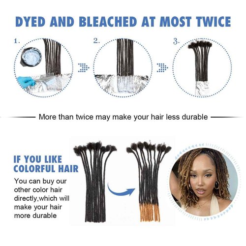 QUISDUIS 18 inch Loc Extensions Human Hair, 50 Strands Permanent Dreadlock Extension Human Hair 0.4cm Width 100% Full Handmade Dreads Can Be Dyed and Bleached Curled dreads extensions