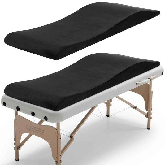 Lash Bed Topper, High Density Foam Massage Table Pad, Ergonomic Lash Bed Foam Topper, Curvy Esthetician Mattress, Washable Massage Table Padding Cushion for Beauty Salon, 70.8in×23.6in, Black