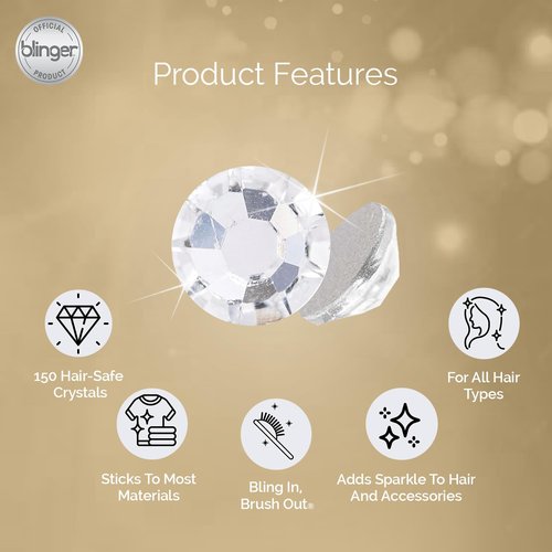 blinger® Vanity Starter Set – as seen on Shark Tank | Hair Gem Stamper + 150 Precision-Cut Glass Crystals | Easy To Use Hair-Safe Accessories for Women | Hair Jewelry for Festivals, Parties & Gifts