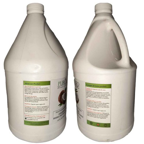 PUROLEO Fractionated Coconut Oil 128 Fl Oz/3784 ML (Packed In Canada) 100% Natural and odorless Moisturizer & Carrier Oil l Hair Skin Body, Aromatherapy, Massage, Makeup Remover