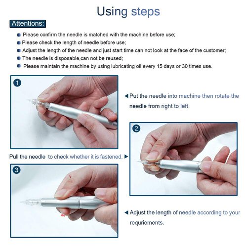 Eyebrow Tattoo Machine Pen - BIOMASER Profession Rotary Permanent Makeup Tattoo Pen Tattoo Gun Eyebrow Carving Kit for P300 with 3 Cartridge Needles for Eyeliner Lip Counter