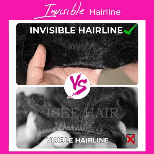 ISEE Half Wig Human Hair Glueless Wigs Upgrade 3 IN 1 Half Wig With Drawstring Seamless Clip Ins Flip Over Kinky Curly Human Hair No Glue No Lace For Women 180% Density 16 Inch