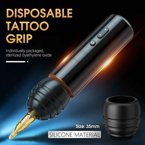 Ambition Ninja Plus Wireless Tattoo Machine - Rotary Cartridge Tattoo Gun with 2000mAh Power LCD Digital Display Brushless Motor Straight Drive Bar Tattoo Equipment for Tattoo Artists