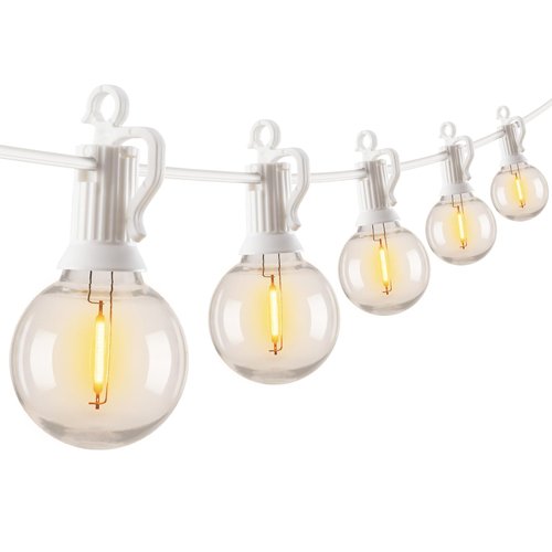 Outdoor String Lights - 50 Ft Waterproof Connectable Commercial LED Patio Lights with 25 G40 Globe Bulbs, All Weatherproof Hanging Globe Light for Outside Backyard Porch Party Decoration