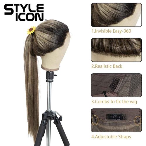Style Icon 36” Super Long 13x4 Lace Wig Easy-360 Lace Frontal Wigs Free Part Lace Front Wigs with Baby Hair (36“, NTSN4/UN9/12R)