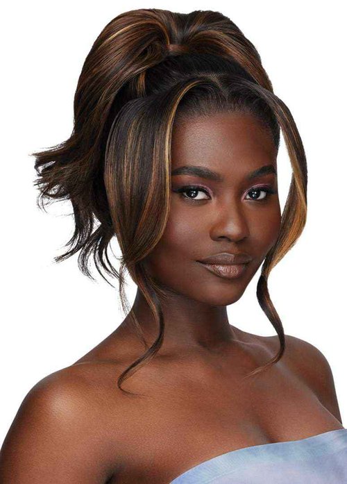 Outre Airtied 100% Fully Hand-Tied Wig - Human Hair Blend - Loose Body Wave 18" (DARK BROWN 2)