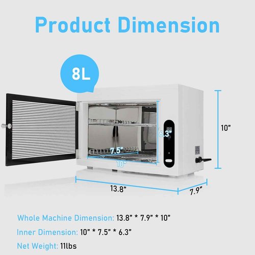QUTUNI 8L UV Cleaning Cabinet, High Capacity Nail Tool Cleaning Machine with Timer for Bottle Manicure Spa Barber Tool Equipment Cleaning