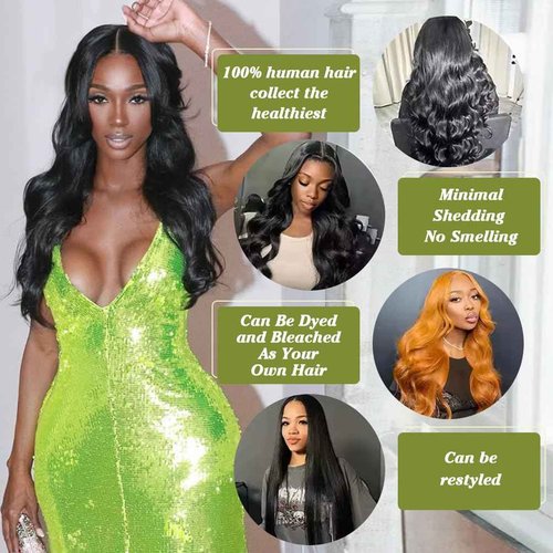 Body Wave 3 Bundles with Frontal (14 16 18+14, Bundles with Frontal) 100% Unprocessed Brazilian Body Wave Human Hair Weave with 13x4 Free Part Lace Front with Pre-Plucked Baby Hair Natural Color