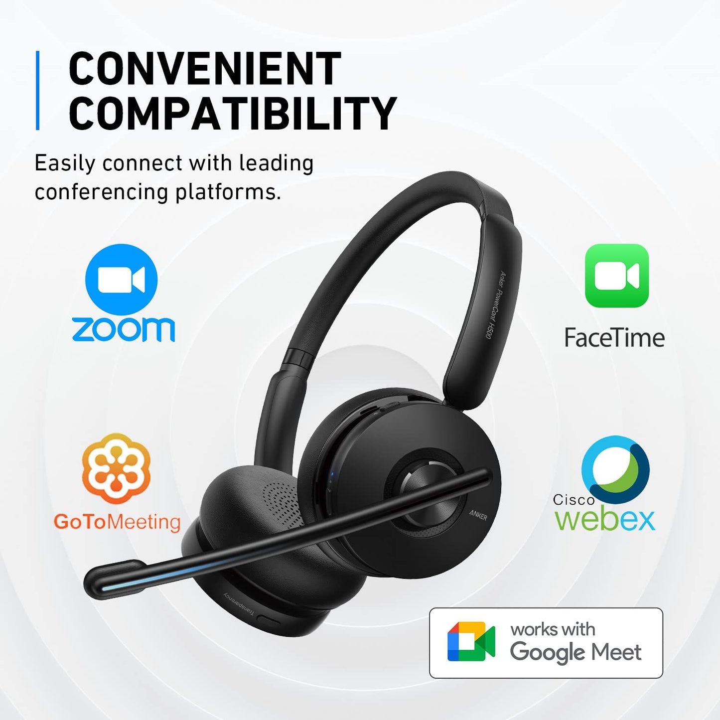 Anker PowerConf H500, Bluetooth Dual-Ear Headset with Microphone, Audio Recording and Meeting Transcription, AI-Enhanced Calls (Headset)