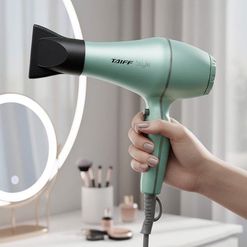 Taiff Style IonSense Professional Hair Dryer | 1875W Ionic Ceramic Blow Dryer with Diffuser | Lightweight Travel Friendly | Dual Voltage - Fast Drying | Green