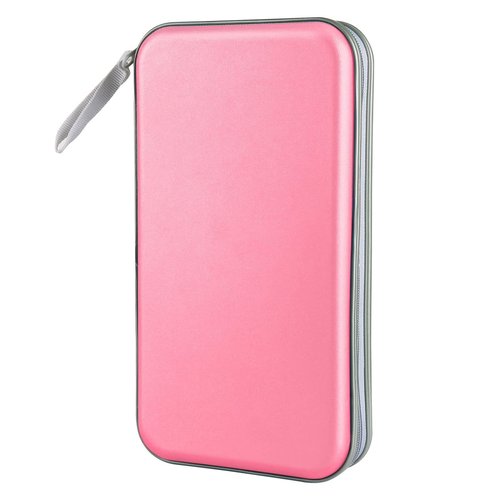 Siveit CD Case, DVD Case Holder 96 Capacity Hard Plastic CD DVD Disc Cases Storage Binder Wallet for Car Home Office Travel (Light Pink)