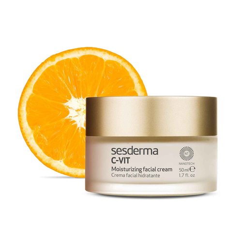 Sesderma C-VIT Moisturizing Facial Cream, Fight Aging with Vitamin C Antioxidants, Diminish Fine Lines & Revitalize Skin, 1.7 fl oz