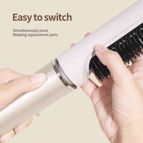SIXPLUS 5-in-1 Multifunctional Styling Hair Dryer Brush, 11000RPM Motor with Negative ion tech. Includes auto Curler, Paddle Brush, Oval Brush, Concentrator Nozzle, and Heat-Resistant Glove (Golden)
