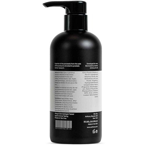 Anthony No Sweat Body Defense and Shower Sheets Bundle, Anti-Chafe Talc Free Cream To Powder Lotion, 16 Fl Oz, and Pack Of 12 Shower Sheets