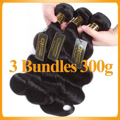 QTHAIR 16A Grade Brazilian Virgin Body Wave Hair (12 14 16,300g/10.5OZ,Natural Black)100% Unprocessed Brazilian Body Wave Virgin Human Hair Extensions Body Wavy Brazilian Human Hair for All Women