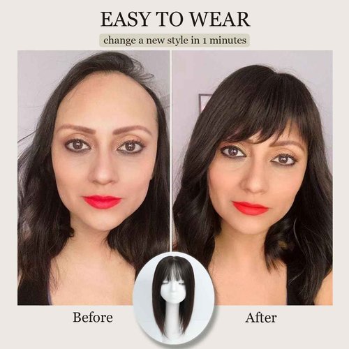 Aimeolyn Hair Toppers for Women Real Human Hair 12inch Hairs Toppers for women With Bangs Skin Scalp Big Base Cover Thinning Loss Top Hairs Wiglets