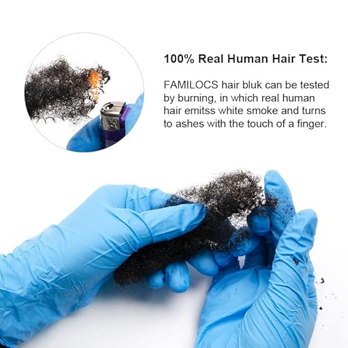 Tight Afro Kinky Bulk 100 £¥ Human Hair for Draedlock Extensions, Repair Locs, Twists and Braids (12 Inch, Natural Black)