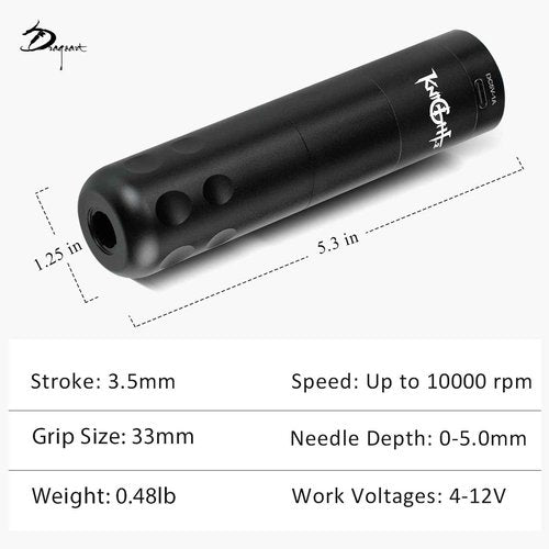 Knight2Pro Tattoo Gun Kit, Professional Tattoo Gun, 8H-Work No Overheating Tattoo Pen, USA Black Ink for Lining Shading, 32* Top-Notch 316 Cartridge Needles, Direct Skin Tattooing Professionals