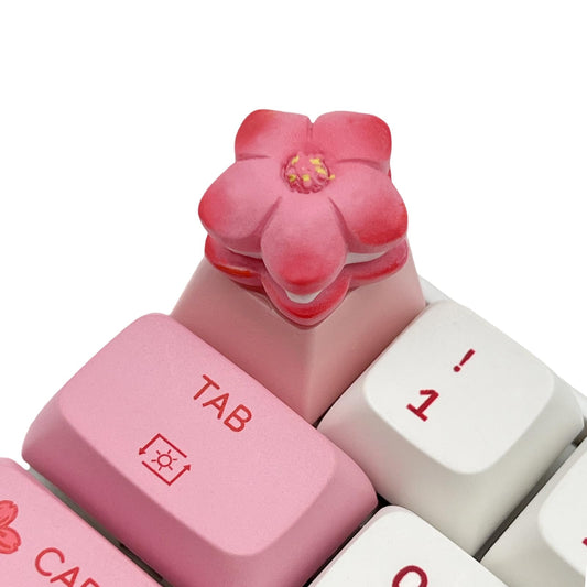 ZMX Cute Flower Keycaps,Pink Cherry Blossom Custom ESC Keycaps Artisan Resin Keycap for MX Switches Mechanical Gaming Keyboard OEM Profile R4 Height Personalized 3D Single Keycap (02)