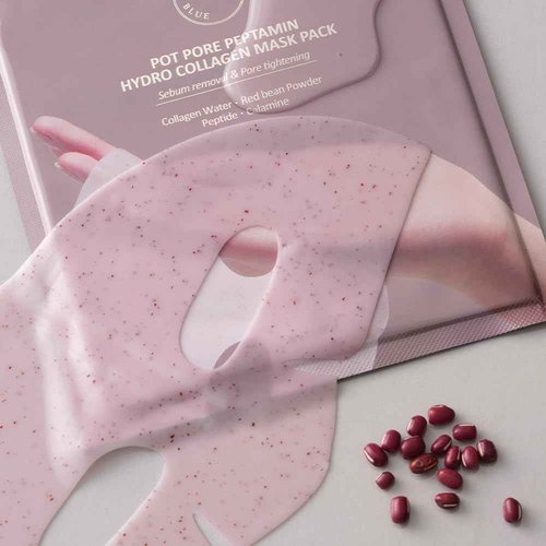 HEVEBLUE Pot Pore Peptamin Hydro Collagen Mask Pack 7ea - Hydrating Overnight Hydrogel Mask, Skin Firming, Pore Tightening, Hypoallergenic,Collagen Ampoule Absorbing Over Time