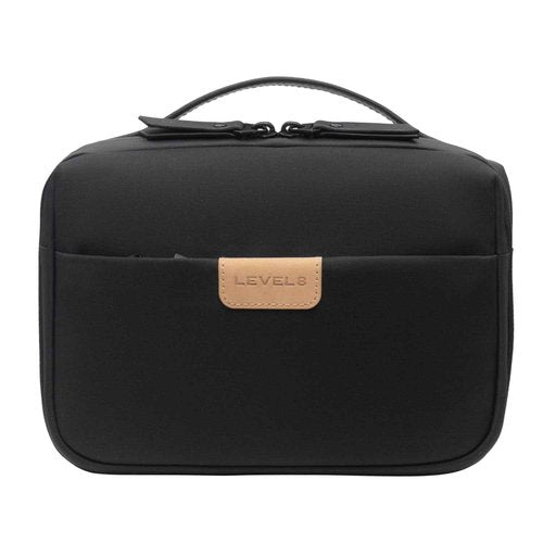 LEVEL8 Travel Toiletry Bag for Men Women, Water Repellent Shaving Bag for Toiletries Accessories, Storage Bags with Divider and Handle, Small/Black