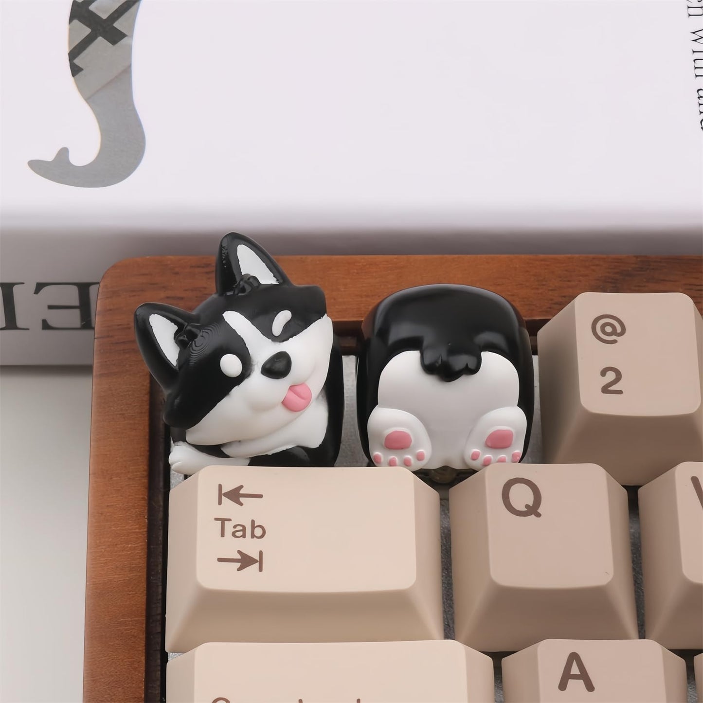 ZMX Artisan Keycap,Cute Dog Keycaps Custom Keyboard Keycaps Kawaii Cartoon Resin Key Cap for Cherry MX Switches Mechanical Gaming Keyboard Personalized Novelty Anime Replacement R4 Keycap (Black-Dog)