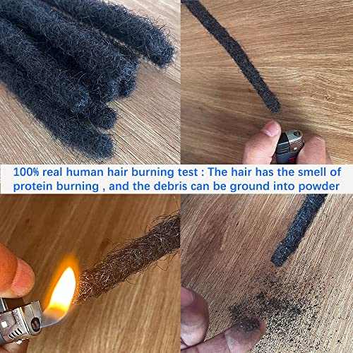 6 Inch 0.4cm Thickness Dreadlock Extensions Human Hair 60 Strands Locs Extensions Real Human Hair, Natural Black for Women Men Kids Full Handmade Permanent Locs Can Be Dyed and Bleached