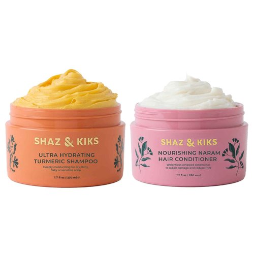 SHAZ & KIKS Ultra Hydrating Shampoo & Conditioner Set for Sensitive Scalp | Deely Hydrate and Soothe Irritation for Dry, Itchy Scalp | Sulfate-Free, Natural, Vegan, Color-Safe | 230ml
