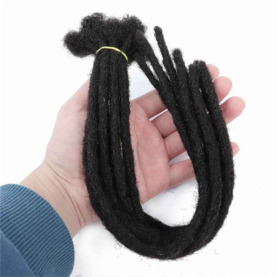 0.4 cm Permanent Loc Extensions Human Hair 8 inch 30 Strands Real Human Hair Dreadlock Extensions Natural Black Dreads Extensions for Men Women Kids 100% Unprocessed Natural Human Hair
