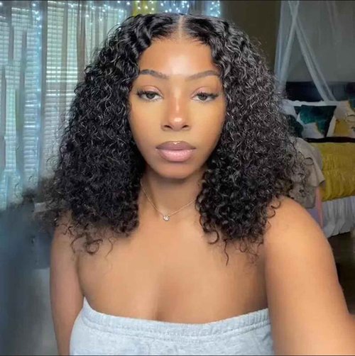 ISEE Wear and Go Glueless Wigs Bob Wigs Human Hair Pre Plucked Water Wave Lace Front Wigs Human Hair Upgraded No Glue Transparent Lace Closure Wigs Human Hair for Women Natural Black 16 Inch