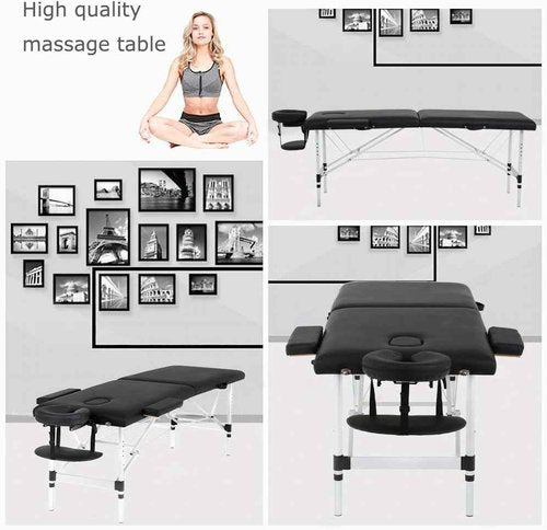 FDW Massage Table Portable Massage Bed Spa Bed 73 Inch Aluminium Lash Bed with Non-Woven Bag Face Cradle Carry Case Height Adjustable 2 Fold Portable Facial Salon Tattoo Bed