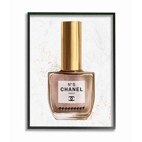 Stupell Industries Makeup Nail Polish Brown Gold Fashion Design Framed Wall Art, Multi-Color