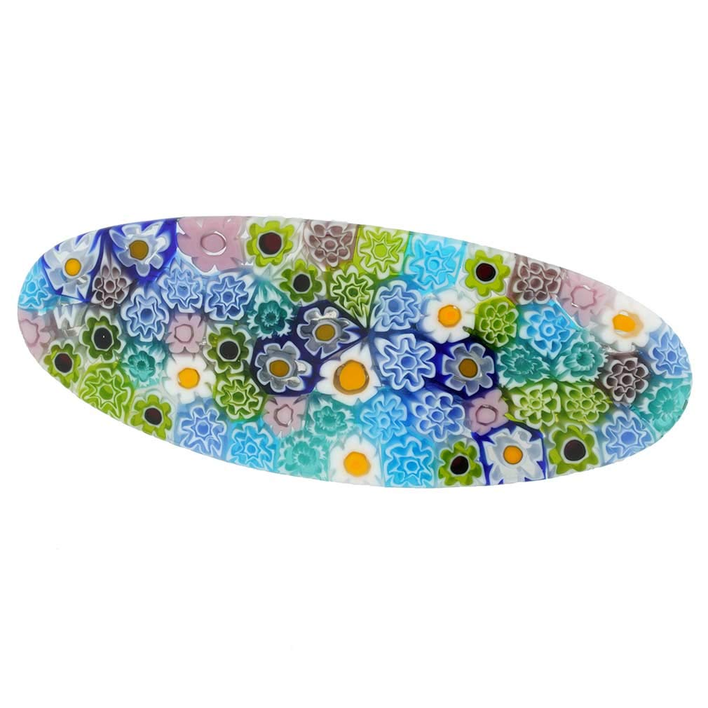 Glass Of Venice Murano Glass Millefiori Oval Hair Clip - Pastels