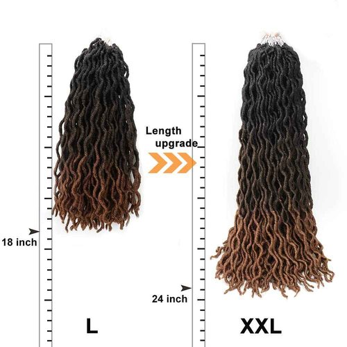 Eliza 24 Inch Wavy Gypsy Locs Ombre Crochet Hair 7 Packs Goddess Locs Faux Locs Crochet hair African Roots Dreadlocs Synthetic Braiding Hair Extensions for Black Women(24",7Packs,OM3T430)