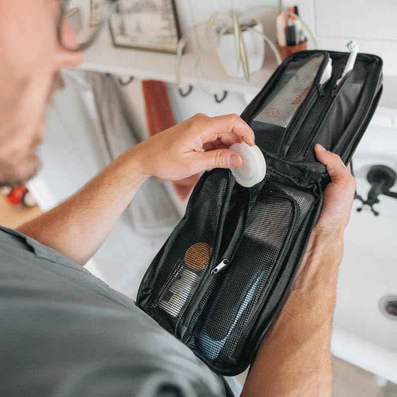 Gravel Hanging Toiletry Bag for Men and Women - Comes in 3 Sizes, Water-Resistant, Durable, Compact, Dopp Kit Travel Toiletry bag (Black, Plus)