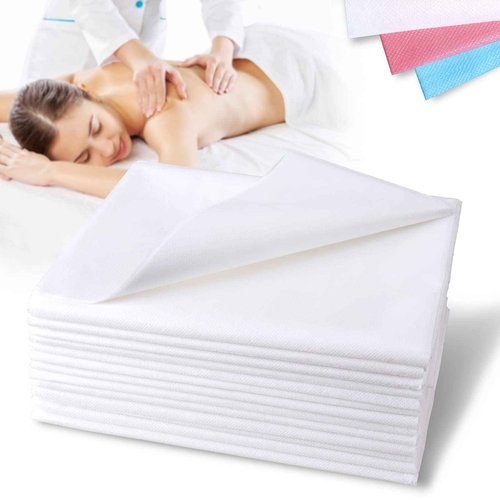 Disposable Bed Sheets 100 Pcs Waterproof Bed Cover for SPA Tattoo Massage Table Hotels Non Woven Fabric 31" x 78"White