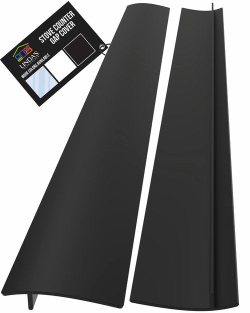 Linda’s Essentials Silicone Stove Gap Covers (2 Pack), Heat Resistant Oven Gap Filler Seals Gaps Between Stovetop and Counter, Easy to Clean Stove Gap Guard (25 Inches, Black)