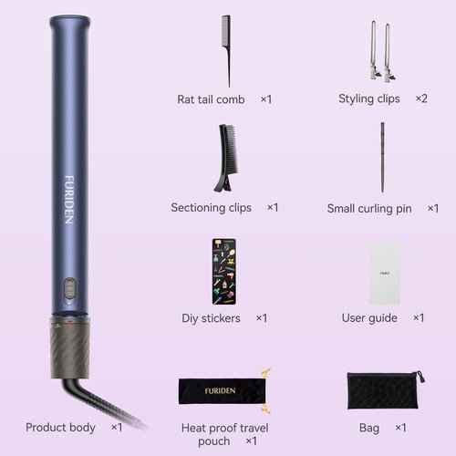 FURIDEN Curling Iron and Flat Iron in One, Hair Straightener Flat Iron for Women Global Use Travel Must Have, Professional Hair Tools(Gold)