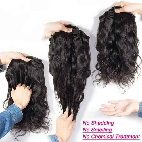Human Hair Bundles Body Wave 3 Bundles 12 14 16 Inch Human Hair for Black Women100% Unprocessed Brazilian Virgin Hair Deals Quick Weave Hair Natural Color