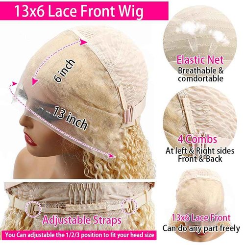 Legendhair Blonde Bob Wig Human Hair 613 13x6 Lace Front Wig Human Hair Short Curly Bob Wigs for Black Woman Glueless Wigs Human Hair 613 Frontal Wigs Pre Plucked With Baby Hair180% Density (16 Inch)