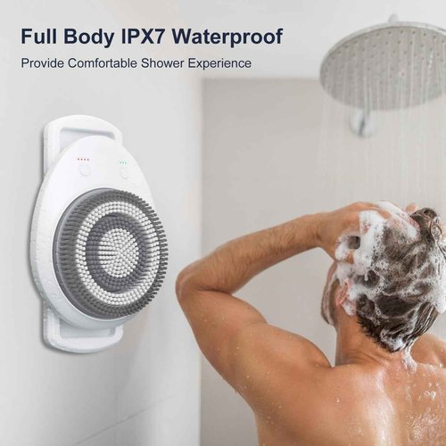 Wall-Mounted Electric Back Scrubber for Shower, 360° Electric Spin Shower Cleaner Brush No Need to Drill for Daily Bath and Deep Cleaning