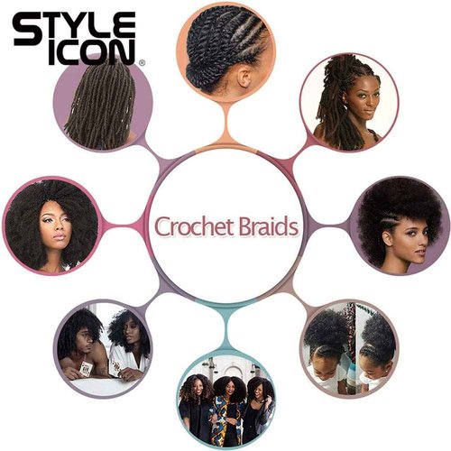 Style Icon 3 Bundles Afro Kinkys Bulk Human Hair (14"/14"/14", Natural Black) - Twist Braids - Curly Hair Extensions - Dreadlocks - Loc Braiding Hair